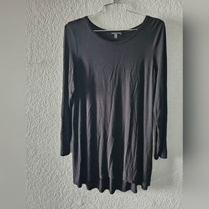 Eileen Fisher Top Women's L Black Jersey Knit Asymmetrical Back And Front